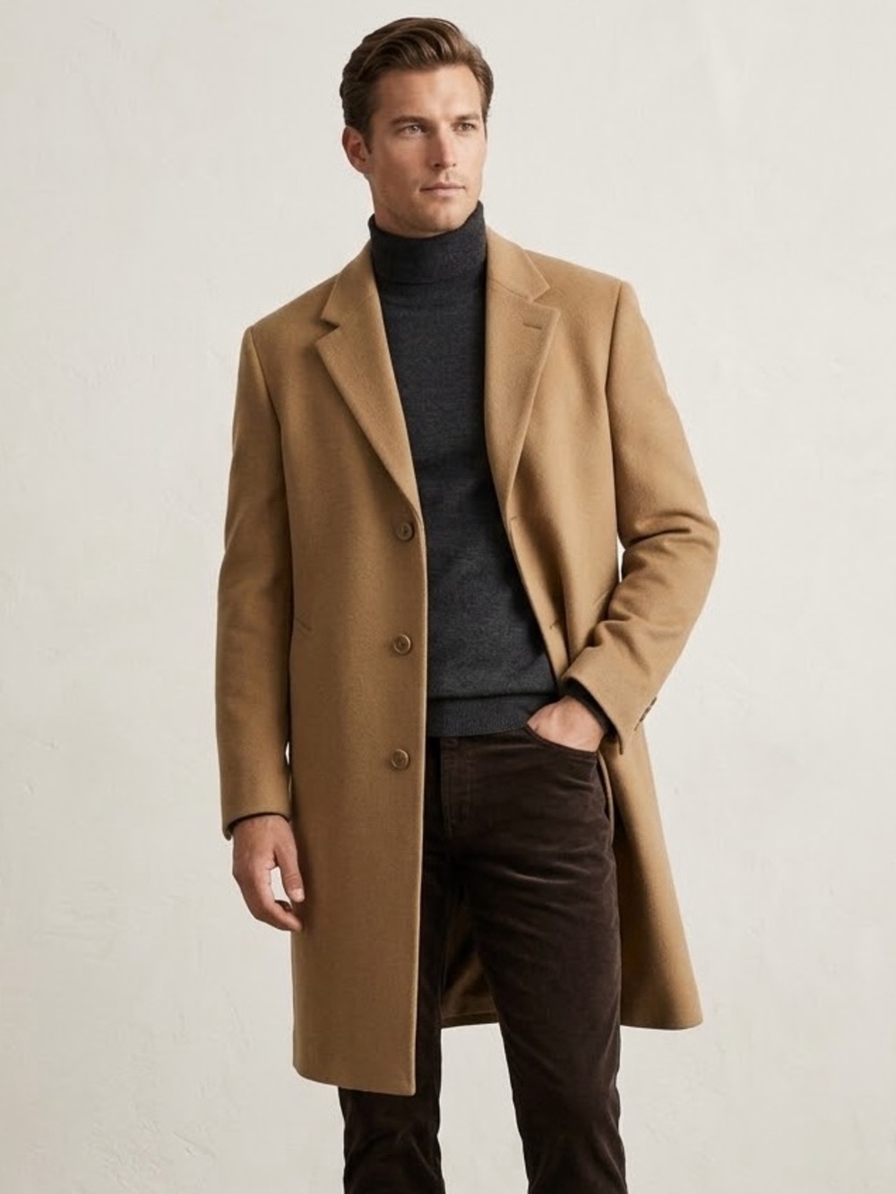 Ralph Lauren Wool Cashmere Coat Size Large XL Camel Brown